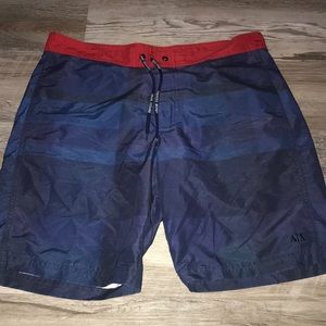Armani Exchange blue and red board shorts swimwear size medium